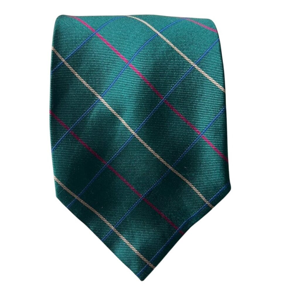 Paul Stuart Silk Green Stripe Tie Academia Career Wear Vintage